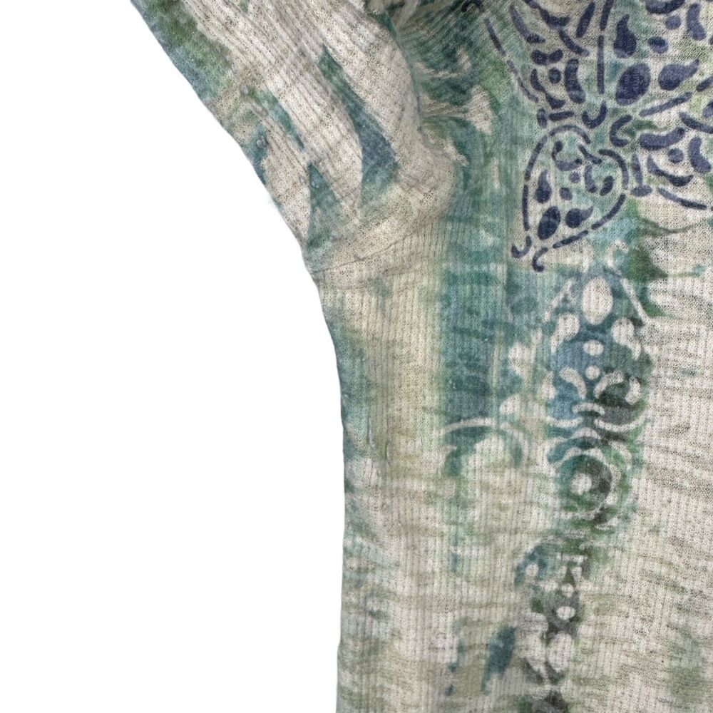 Kiara‎ Women's Studded Long Sleeve Ribbed Scoop Neck Patterned Top - Size Large - Picture 4 of 6